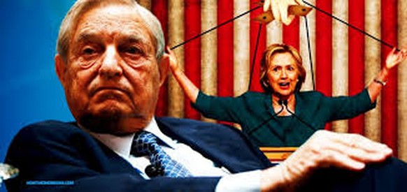 Hillary Clinton als Marionette von George Soros.