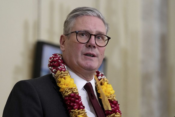 Britain&#039;s Prime Minister Keir Starmer speaks during a reception to celebrate Thai Pongal at 10 Downing Street in London, Monday, Jan. 20, 2025.(AP Photo/Alastair Grant, Pool)