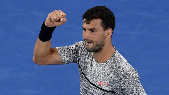 Bulgaria&#039;s Grigor Dimitrov reacts after winning a point against France&#039;s Richard Gasquet during their third round match at the Australian Open tennis championships in Melbourne, Australia, S ...