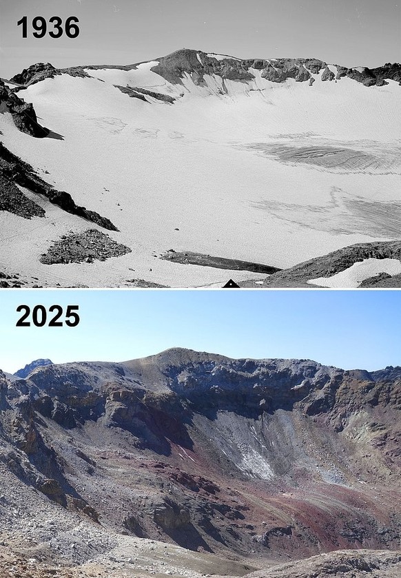 Das Verschwinden des Vadret da Triazza zwischen 1936 und 2025.