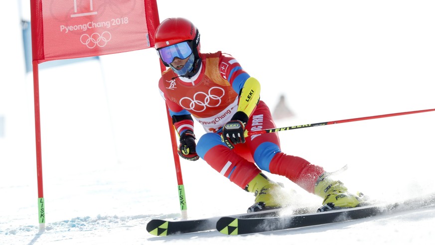 epa06538201 Myong Gwang Choe of North Korea in action during the Men&#039;s Giant Slalom first run at the Yongpyong Alpine Centre during the PyeongChang 2018 Olympic Games, South Korea, 18 February 20 ...