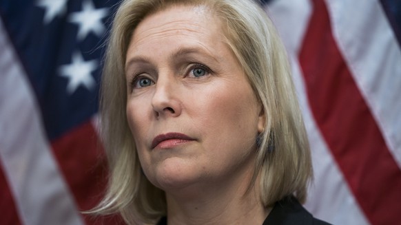 epa07287947 (FILE) Democratic Senator from New York, Kirsten Gillibrand, speaks about President Trump&#039;s sexually suggestive tweet about her in the US Capitol in Washington, DC, USA, 12 December 2 ...