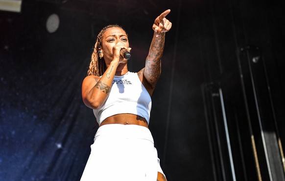 Rapper Nura Habib Omer at the Puls Open Air Festival on June 10, 2023 in Kaltenberg Castle.  Geltendorf Schloss Kaltenberg Bavaria Germany *** Rapper Nura Habib Omer at the Puls Open Air Festival on…
