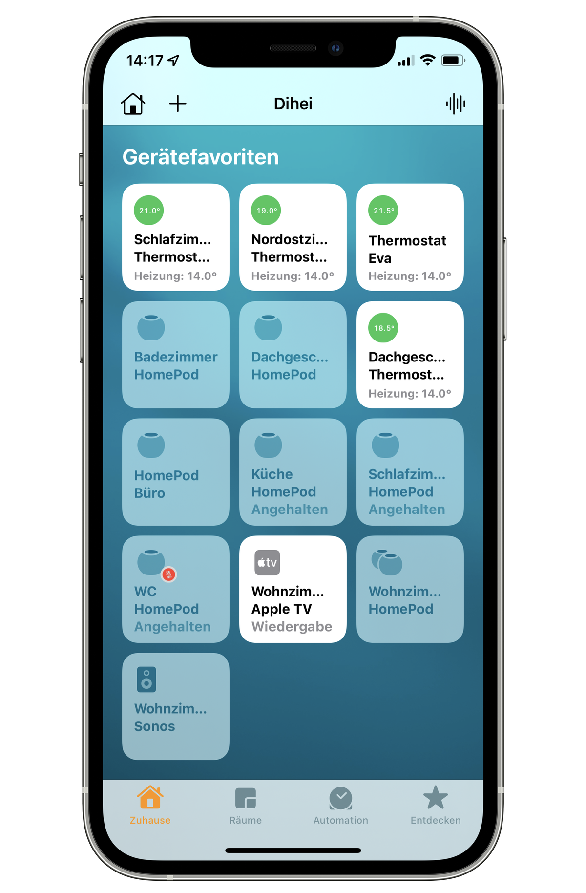 Der HomePod Mini bildet mit anderen Thread-kompatiblen Smart-Home-Geräten ein sogenanntes Mesh-Netzwerk. Darin agieren Geräte, die ans Stromnetz angeschlossen sind als Router und leiten Daten zuverläs ...