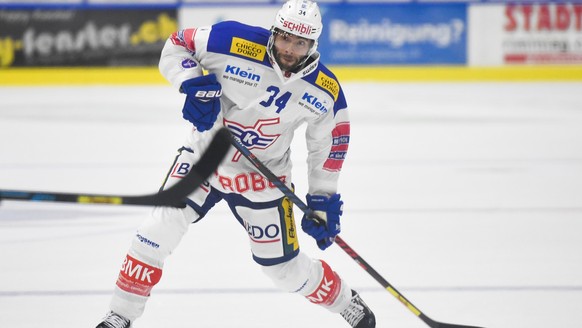 Kloten&#039;s Rene Back, im Spiel der Eishockey Swiss League zwischen dem EHC Winterthur und dem EHC Kloten, am Freitag, 21. September 2018, in der Zielbau Arena in Winterthur. (KEYSTONE/Gian Ehrenzel ...