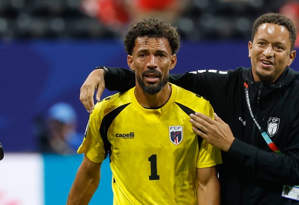 Cabo Verde goalkeeper Vozinha, left, reacts after the World Cup Group H soccer match between Spain and Cape Verde in Atlanta, Monday, June 15, 2026. (AP Photo/Erik S. Lesser)
Cape Verde Spain WCup Soc ...