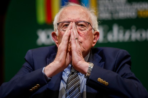 U.S. Sen. Bernie Sanders, I-Vt. attends the International Book Fair, in Turin, Italy on Saturday, May 16, 2026 (Giulio Lapone/LaPresse via AP)
Italy Book Fair Sanders