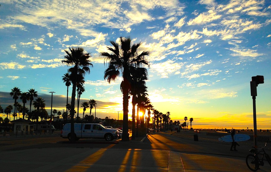 USA südkalifornien huntington beach surfer surf city pch pacific coast highway sonnenaufgang