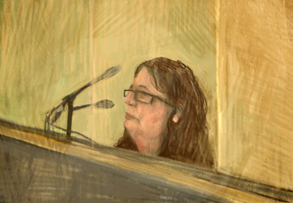 In this courtroom sketch, Erin Patterson appears in Latrobe Valley Magistrates Court, Victoria, Nov. 3, 2023. Patterson, accused of serving her ex-husband&#039;s parents and an aunt poisonous mushroom ...