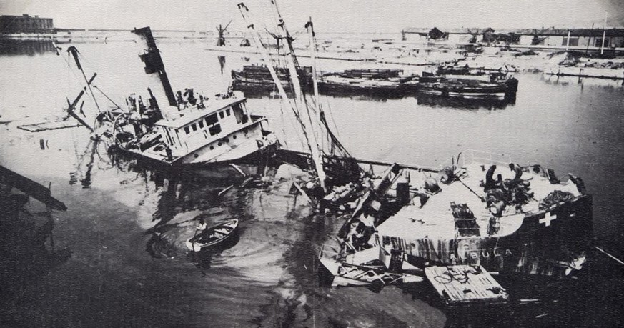 Deutsche Truppen versenkten die «Albula» im Hafen von Marseille, August 1944.