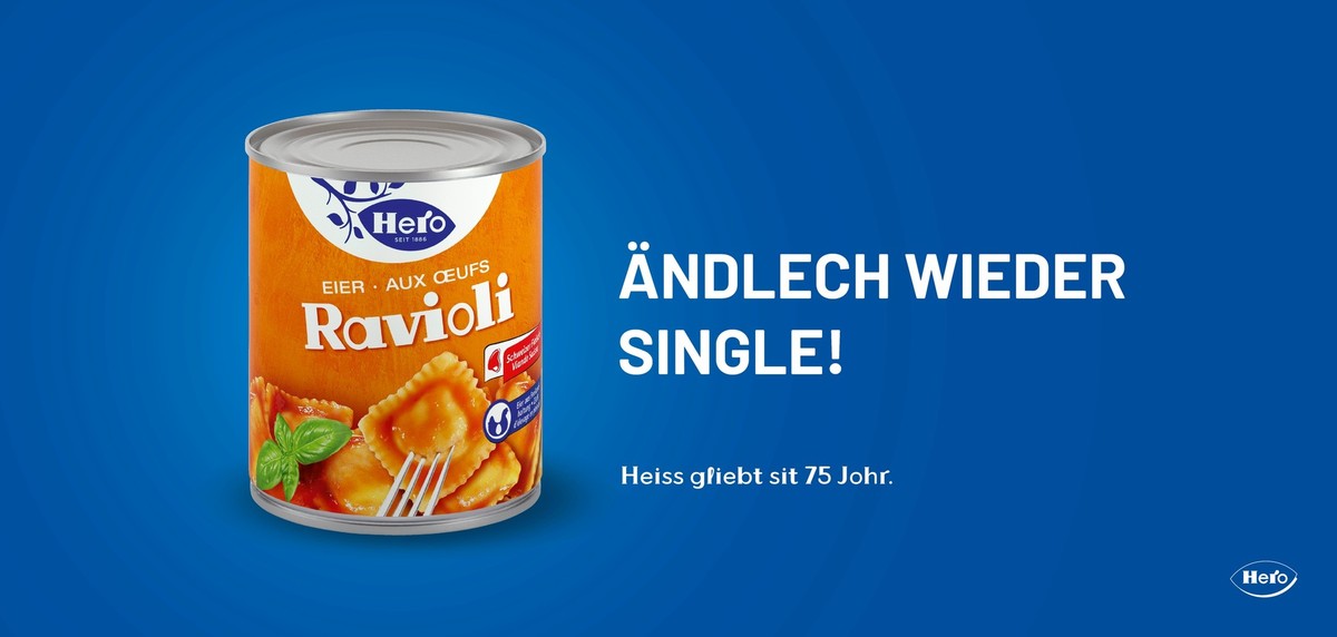 IMAGE DISTRIBUTED FOR HERO AG FOR EDITORIAL USE ONLY - Hero Ravioli feiern mit einer nationalen Plakatkampagne ihren 75igsten Geburtstag. // Weiterer Text ueber ots und http://presseportal.ch/de/pm/10 ...