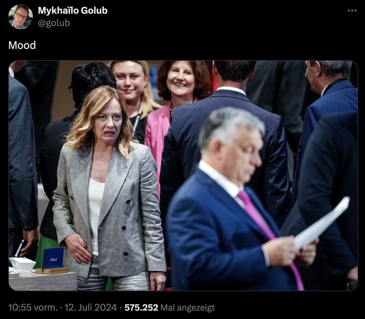 Tweet zu Meloni und Orban