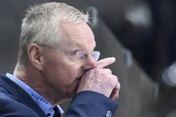 Berns Headcoach Kari Jalonen, waehrend dem siebten Playoff Halbfinalspiel der National League, zwischen dem SC Bern und dem EHC Biel, am Dienstag 9. April 2019 in der Postfinance Arena in Bern. (KEYST ...