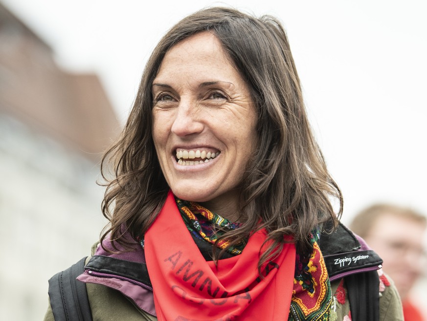 Basque activist Nekane Txapartegi attends a rally to mark the International Labor Day, in Zurich, Switzerland, on Tuesday, May 1, 2018. (KEYSTONE/Patrick Huerlimann) 

Die baskische Aktivistin Nekan ...