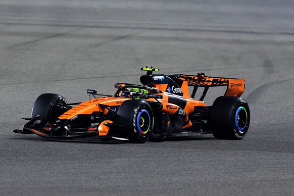 epa12731807 McLaren driver Lando Norris of Britain in action during a Formula 1 pre-season testing session at Bahrain International Circuit in Sakhir, Bahrain, 12 February 2026. EPA/ALI HAIDER