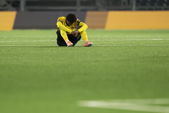 Rayan Raveloson (YB) reagiert nach der Niederlage (2-6) nach dem Fussball Meisterschaftsspiel der Swiss Super League zwischen den BSC Young Boys, YB, und dem Grasshopper Club Zuerich, GC, im Stadion W ...