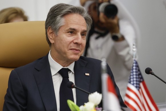 U.S. Secretary of State Antony Blinken attends the U.S.-Arab Quint Meeting with representatives from Egypt, Jordan, Saudi Arabia, Qatar, the United Arab Emirates and the Palestinian Authority, at the  ...