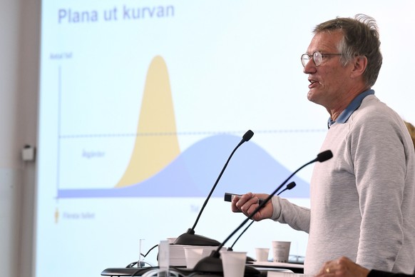 Anders Tegnell der Schwedischen Gesundheitsbehörde an einer Pressekonferenz zum Coronavirus.