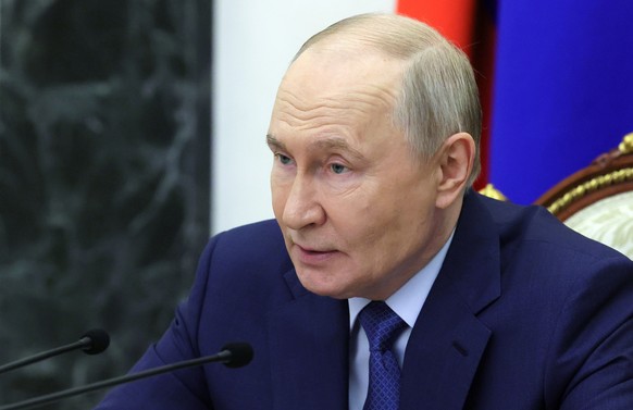 Russian President Vladimir Putin holds a meeting on economic issues at the Kremlin in Moscow, Russia, Friday, May 15, 2026. (Mikhail Metzel, Sputnik, Kremlin Pool Photo via AP)
Russia Putin Economy