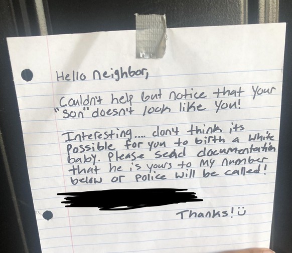Hateful letter from a neighbor