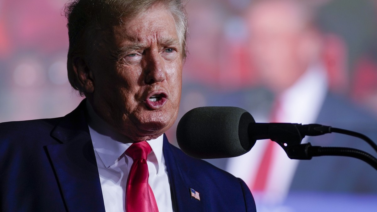 FILE - Former President Donald Trump speaks at a rally Friday, Aug. 5, 2022, in Waukesha, Wis. The National Archives and Records Administration recovered 100 documents bearing classified markings, tot ...