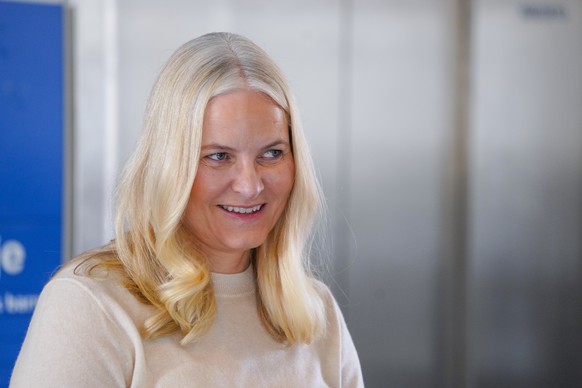 epa11941847 Norwegian Crown Princess Mette-Marit visits Ulleval Hospital where she is meeting with the hospital clowns, in Oslo, Norway, 05 March 2025. The Hospital Clowns work in hospitals all over t ...