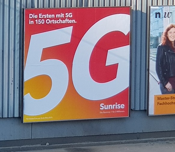 Sunrise wirbt in Zürich für das kommende 5G-Netz.