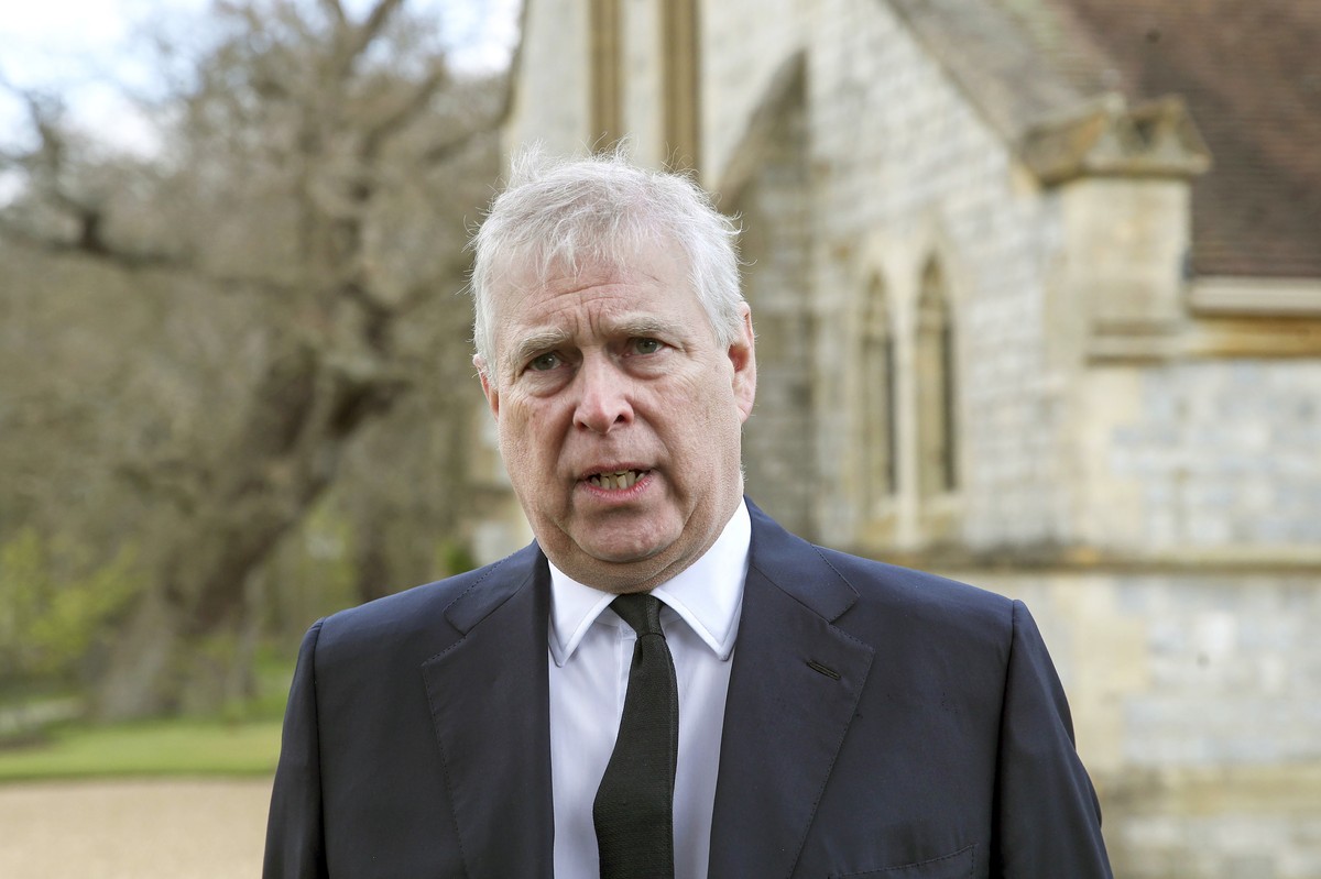 FILE - Britain's Prince Andrew speaks during a television interview at the Royal Chapel of All Saints at Royal Lodge, Windsor, England, April 11, 2021. The prosecution of Ghislaine Maxwell doesn& ...