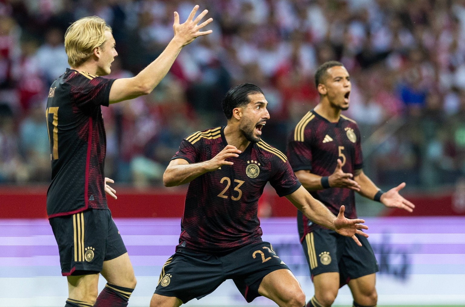 Poland v Germany - International Friendly, Länderspiel, Nationalmannschaft Julian Brandt, Emre Can, Thilo Kehrer during Poland vs Germany friendly match, in Warsaw, Poland on June16, 2023, Warsaw Pola ...