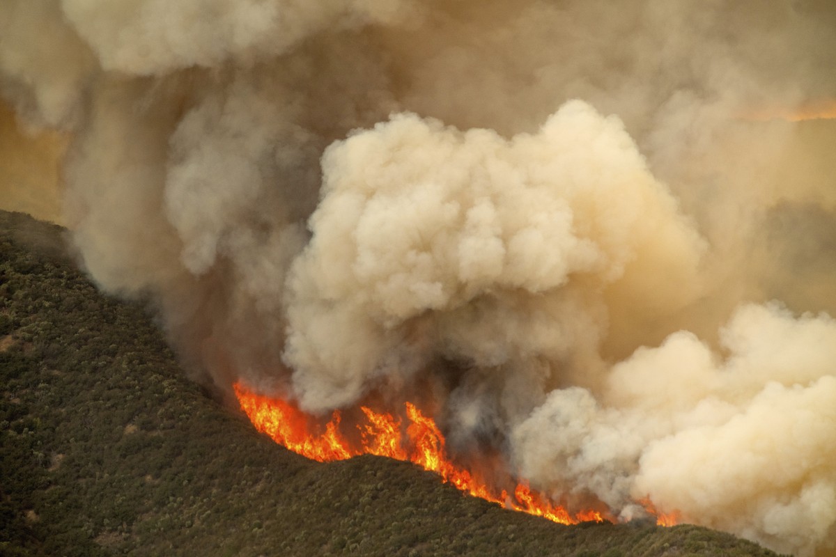 Flames from the Gifford Fire race up a hillside on Monday, Aug. 4, 2025, in Los Padres National Forest, Calif. (AP Photo/Noah Berger)
California Wildifres