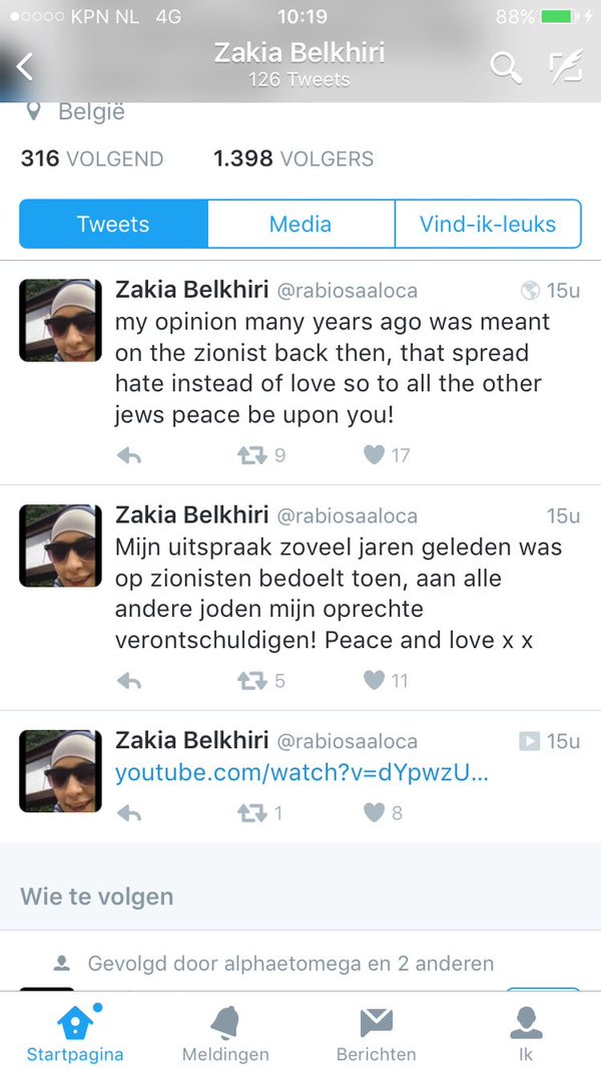 «Meine Aussage vor so vielen Jahren war damals auf die Zionisten gemünzt, an alle anderen Juden meine ehrlichen Entschuldigungen! Peace and love.»