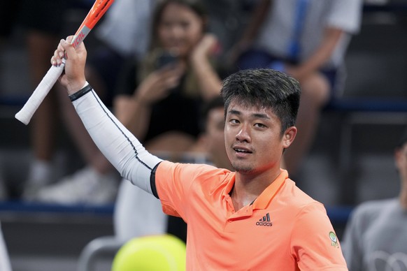 220901 -- NEW YORK, Sept. 1, 2022 -- Wu Yibing of China celebrates after the men s singles second round match against Nuno Borges of Portugal at the 2022 US Open tennis championships in New York, the  ...