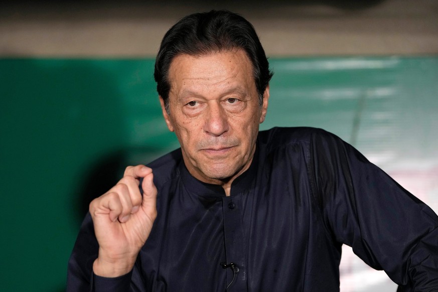 FILE - Pakistan's former Prime Minister Imran Khan gives a press conference at his home, in Lahore, Pakistan, on May 18, 2023. (AP Photo/K.M. Chaudary, File)
Pakistan Imran Khan