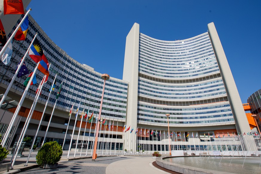 epa07751170 An outside view of the International Atomic Energy Agency (IAEA) headquarters during the board of governors meeting at the IAEA headquarters of the United Nations (UN) seat in Vienna, Aust ...