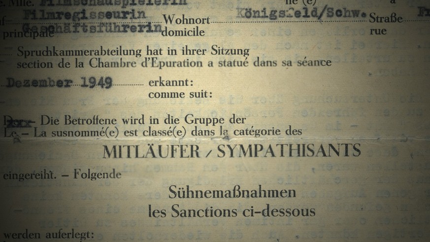 Entscheidung des Badischen Staatskommissariats für politische Säuberungen, Spruchkammer Freiburg: Leni Riefenstahl ist nur Mitläufer (1949)