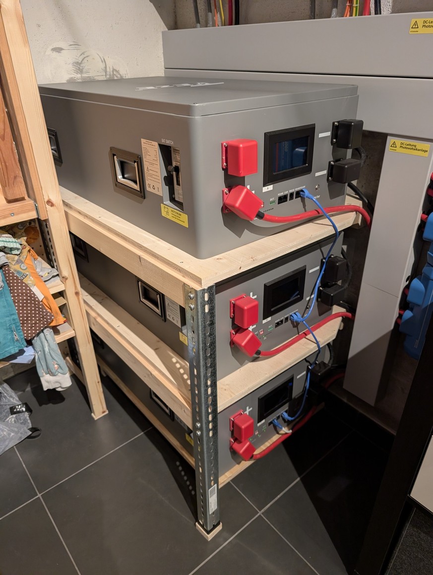 Der 45 kWh grosse Quartierakku der Familie Rotta kostete rund 15'000 Franken. Er versorgt sieben Nachbarn mit Solarstrom in der Nacht.