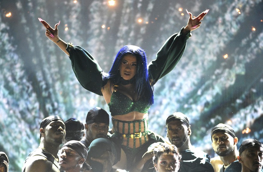 Cardi B performs at the BET Awards on Sunday, June 23, 2019, at the Microsoft Theater in Los Angeles. (Photo by Chris Pizzello/Invision/AP)