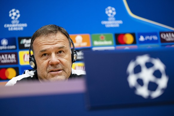 epa11634033 Young Boys head coach Patrick Rahmen speaks during a press conference, in Barcelona, Spain, 30 September 2024. BSC Young Boys will face FC Barcelona in the UEFA Champions League on 01 Octo ...