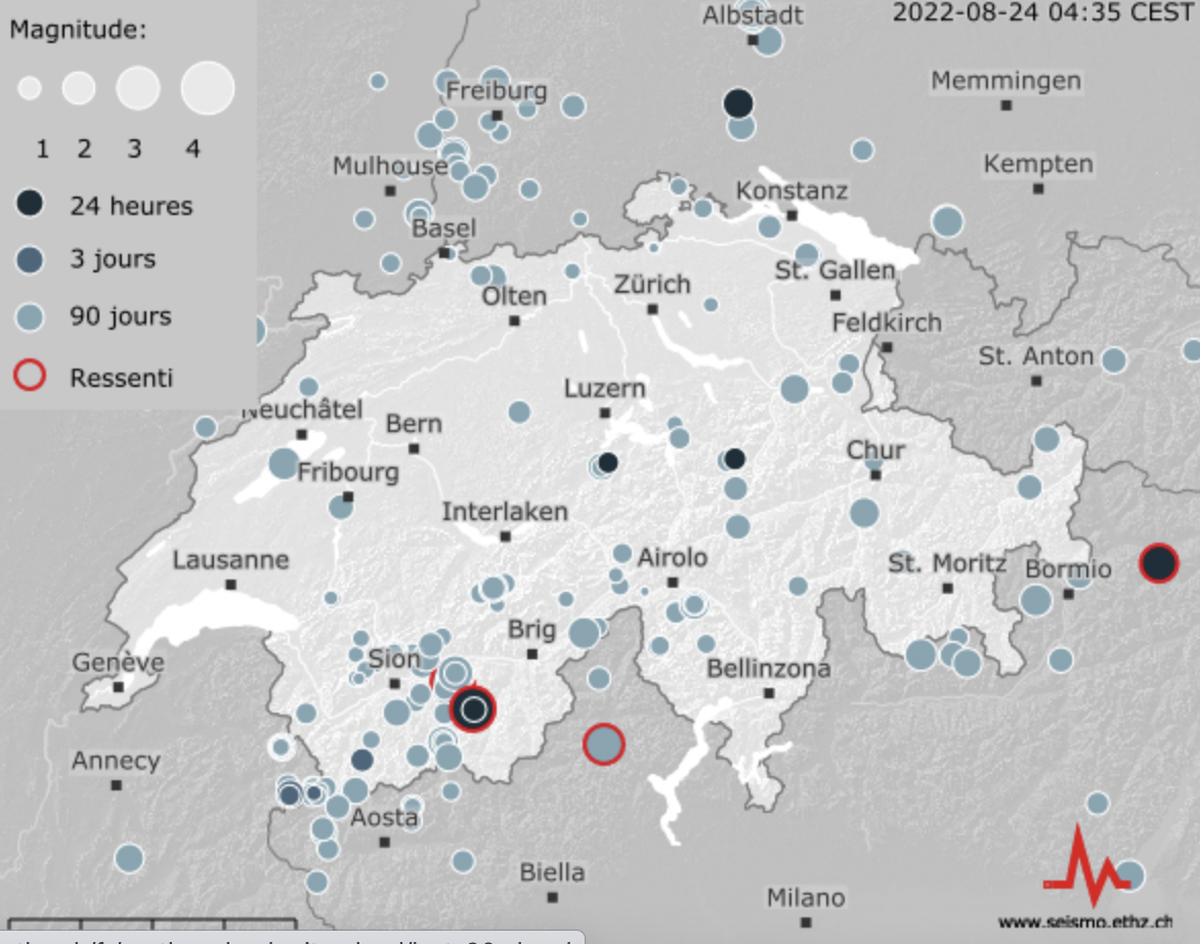 Séisme de magnitude 3,2 dans le Haut-Valais
