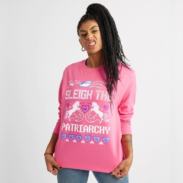ugly xmas sweaters sleigh the patriarchy https://thespark.company/en-ch/products/sleigh-the-patriarchy-feminist-christmas-jumper