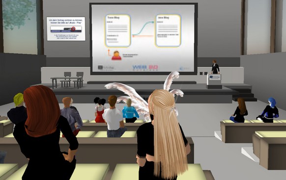 Im Computerspiel Second Life kann man sogar Weiterbildungen besuchen.