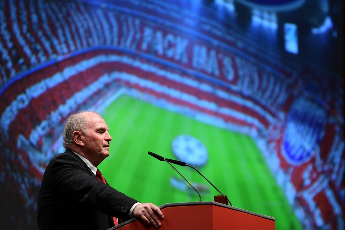 ARCHIVBILD ZUM PREMIUM-TEXT ZU ULI HOENESS --- epa08000355 Munich's parting President Uli Hoeness delivers his speech during the FC Bayern Muenchen annual meeting in Munich, Germany, 15 November  ...