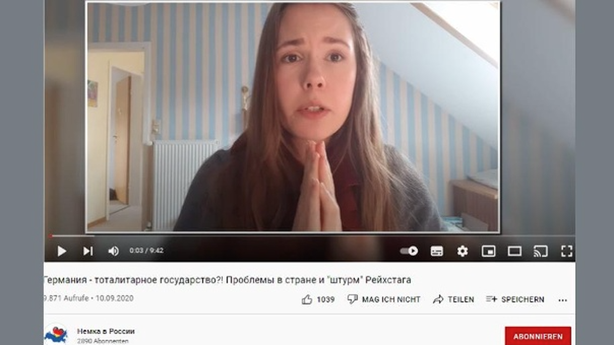 Eindringliche Bitte: In ihrem Kanal "немеBitte: In ihrem Kanal "немец в россии" (Deutsch in Russland) bat Alina Lipp eindringlich darum, dass Russland Deutschland helfen möge.