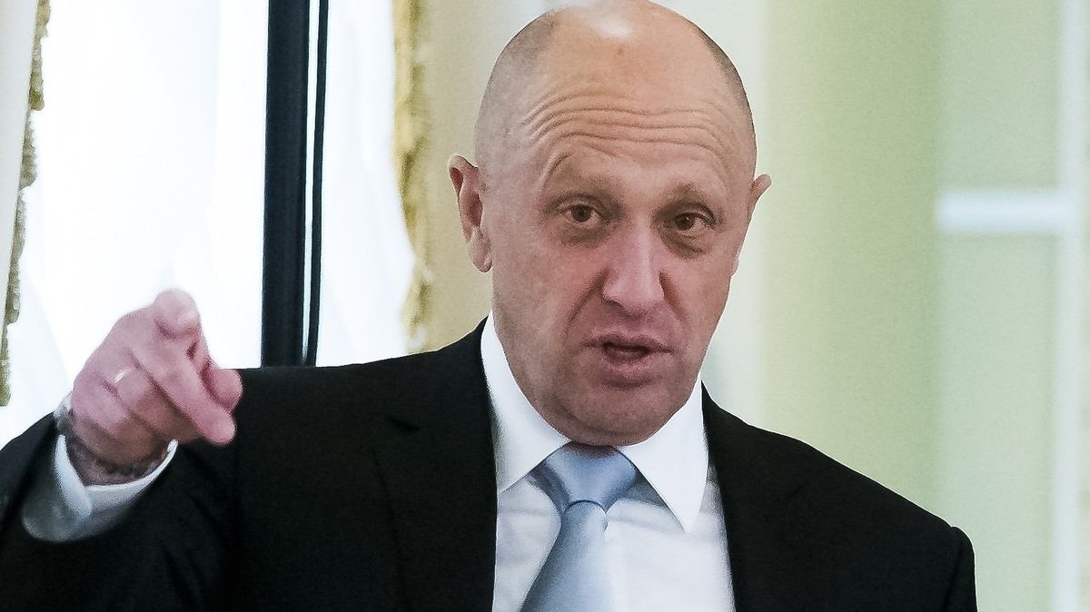 FILE - businessman Yevgeny Prigozhin gestures on the sidelines of a summit meeting between Russian President Vladimir Putin and Turkish President Recep Tayyip Erdogan at the Konstantin palace outside  ...