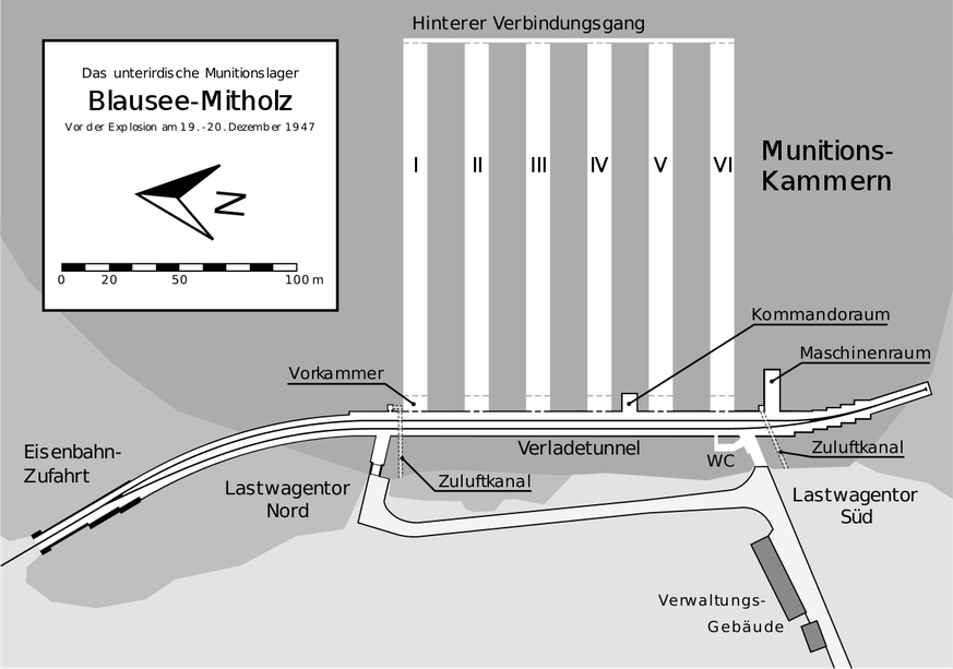 Plan des Munitionslagers Mitholz.
