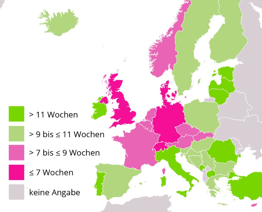 Europakarte: Wer hat wie lange Ferien?