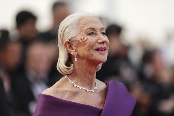 Helen Mirren poses for photographers upon arrival at the premiere of the film &#039;The Most Precious of Cargoes&#039; at the 77th international film festival, Cannes, southern France, Friday, May 24, ...