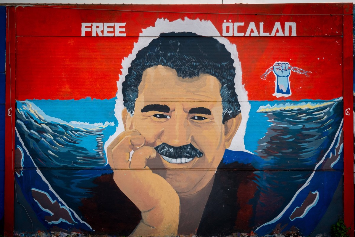 February 15, 2025, Rome, Rm, Italy: 500 people join the protest organized by the Kurdish community in Rome to demand freedom for Abdullah Ocalan, founding member of the PKK party, arrested 26 years ag ...
