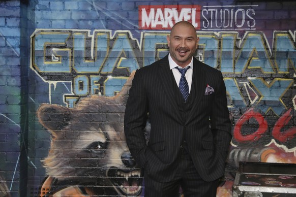 Actor Dave Bautista poses for photographers upon arrival at the premiere of the film &#039;Guardians of the Galaxy Vol.2 &#039; in London, Monday, April 24, 2017. (Photo by Joel Ryan/Invision/AP)