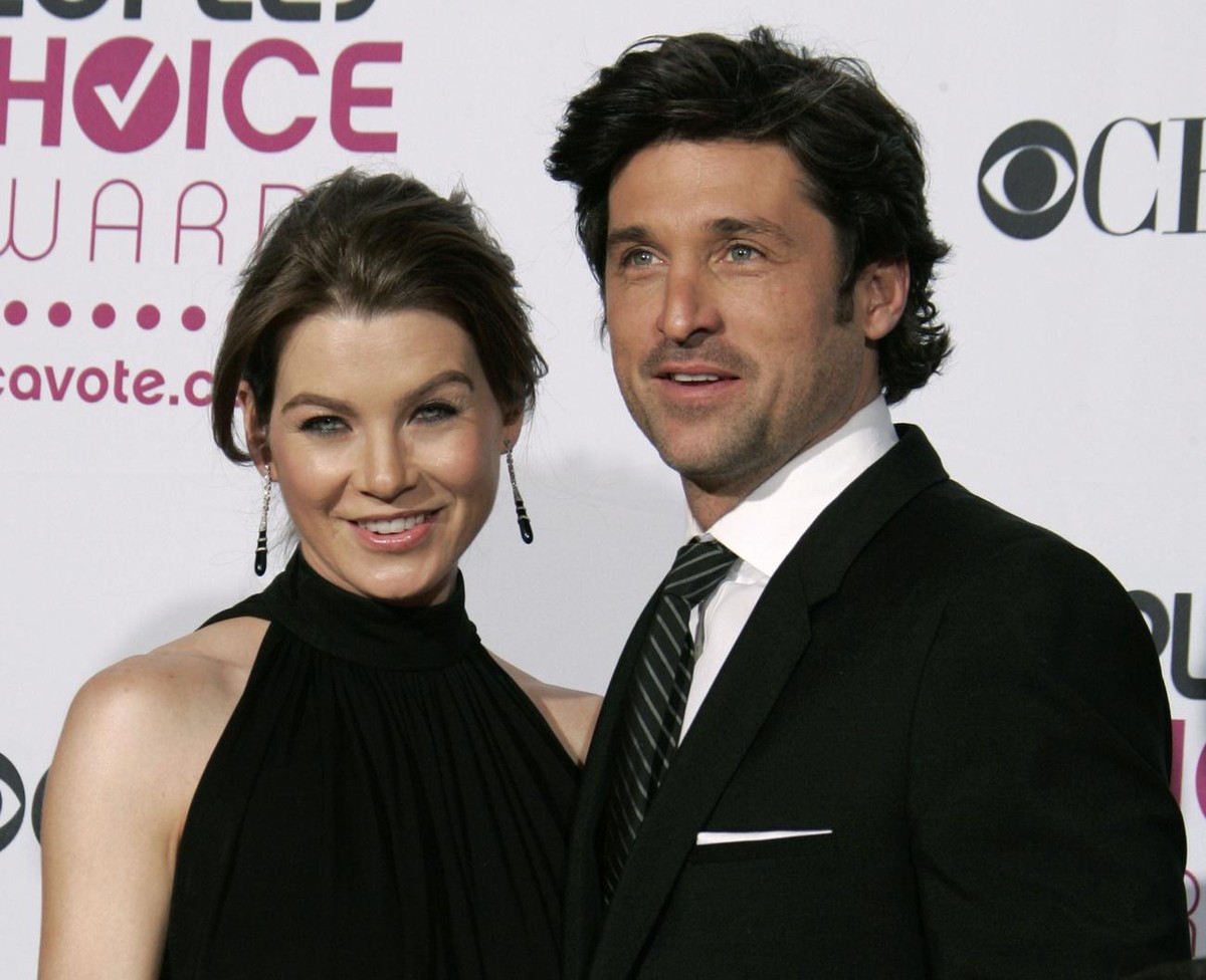 Ellen Pompeo and Patrick Dempsey are photographed after "Grey's Anatomy" won the favorite television drama award at the 33rd Annual People's Choice Awards on Tuesday, Jan. 9, 2007, ...